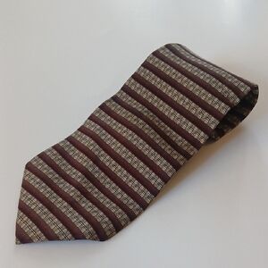 Claiborne Burgundy and Cream Striped Tie